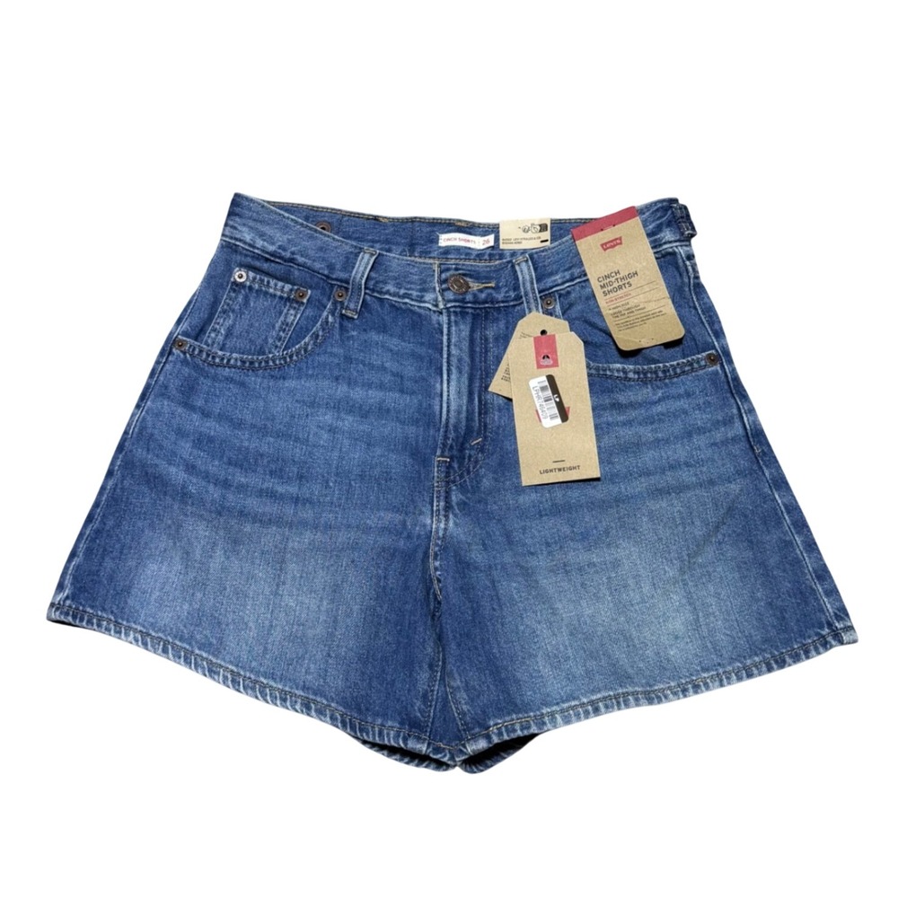 NEW Levi's Cinch Mid Thigh Shorts Denim Lift Up 26